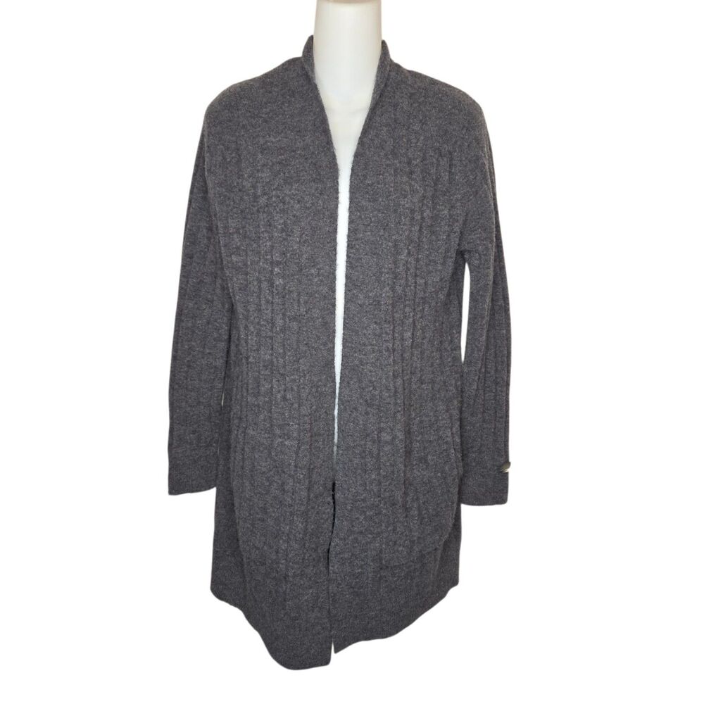 Banana Republic Women's Grey Ribbed Wool Alpaca Blend Long Cardigan Sweater XS